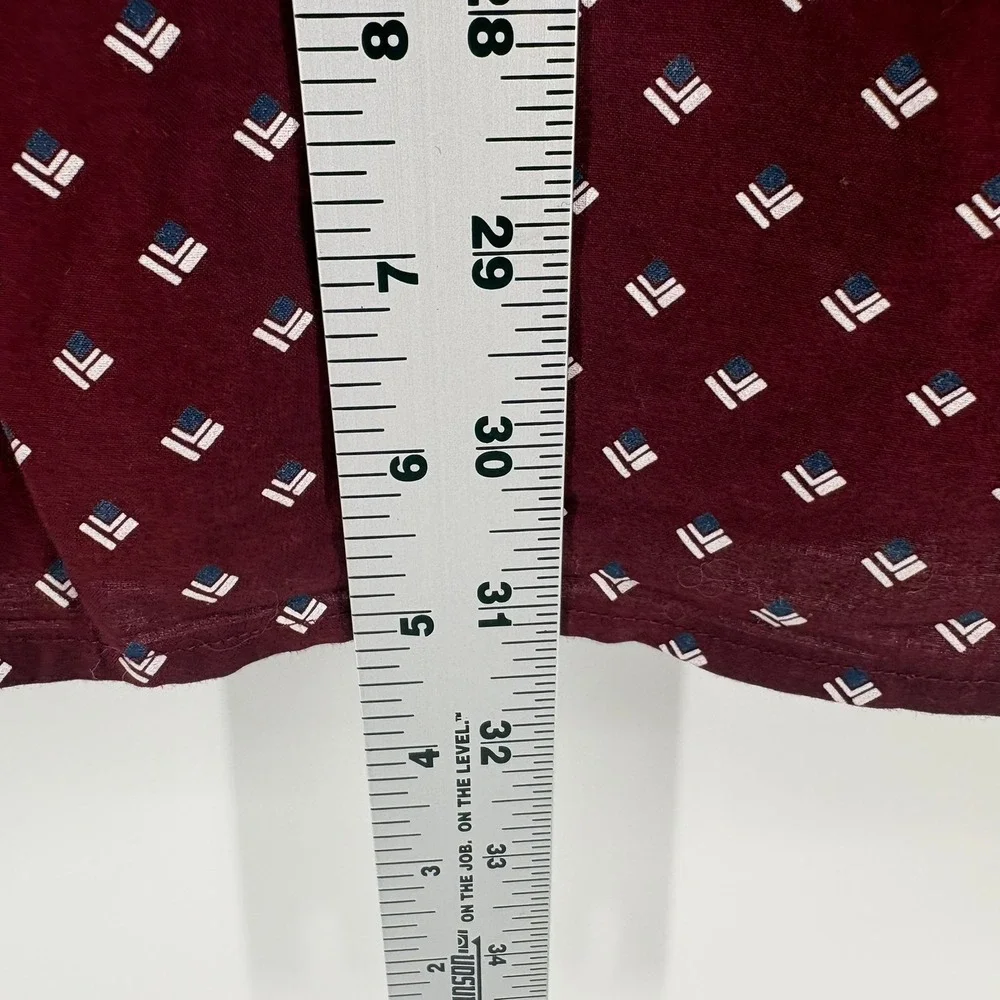 Banana Republic Mens Burgundy Geometric Soft Wash Slim Fit Button Down Shirt L